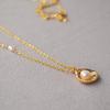 Korean Gold-Plated Pearl Shell Pendant Necklace