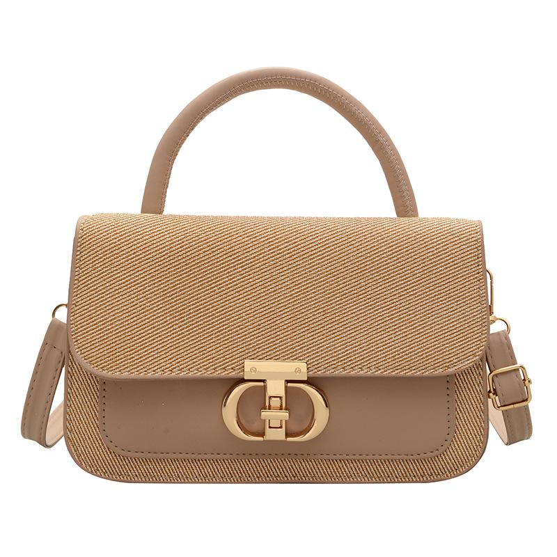 2025 Summer Retro Textured Color Block Square Crossbody Bag for Women