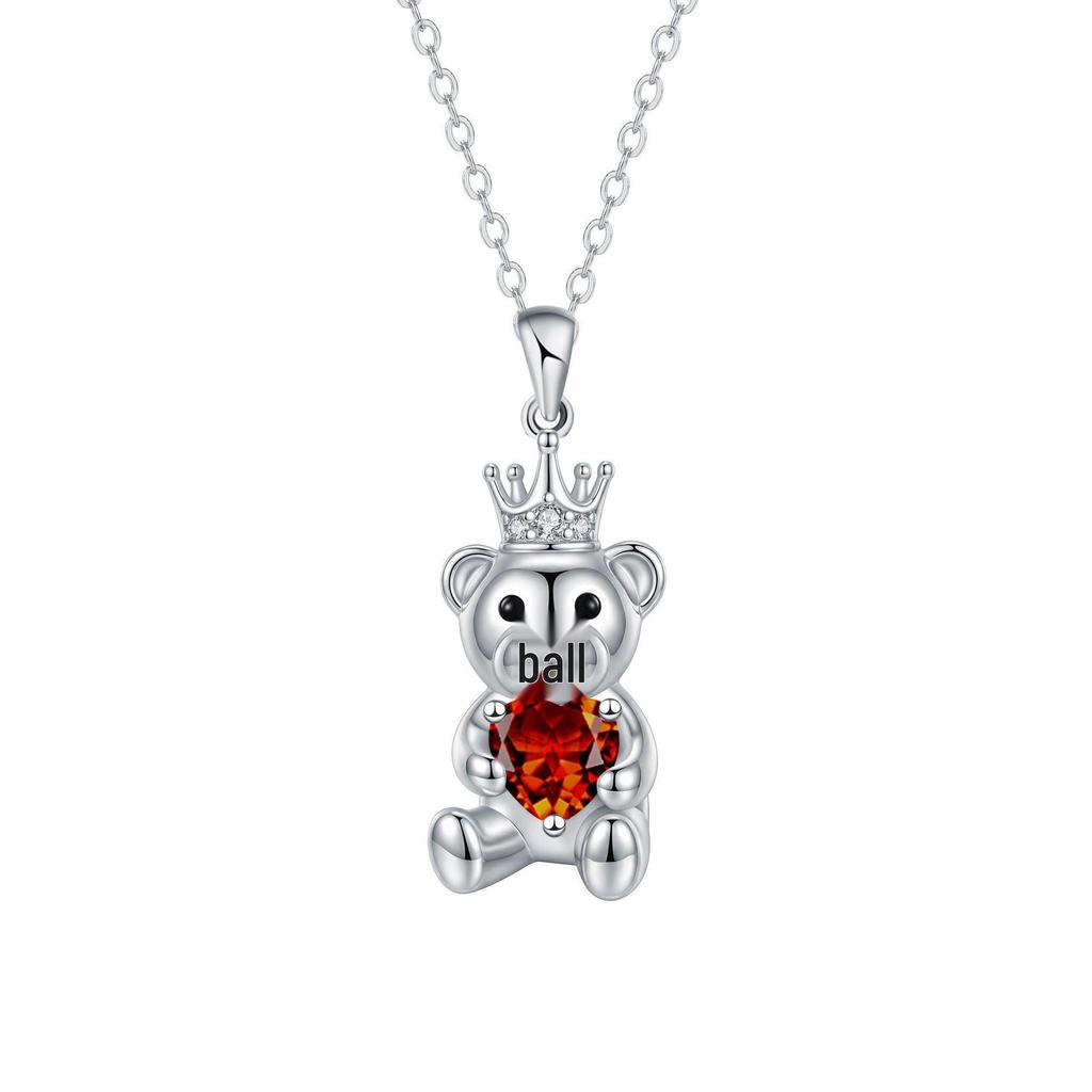 High-End European & American Micro-Inlaid Cute Bear Pendant Necklace for Women – Trendy Clavicle Chain Accessory