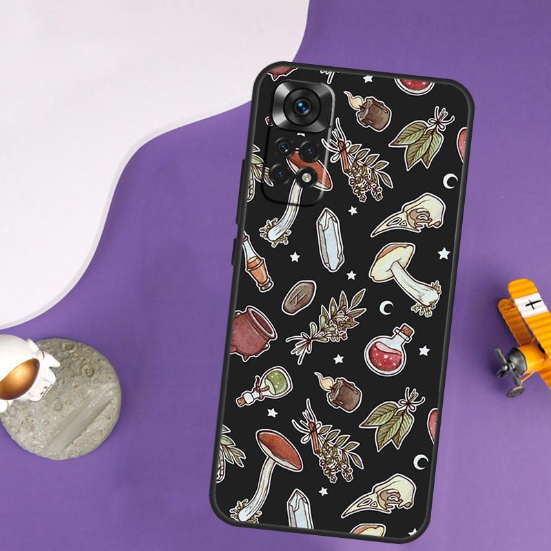 Cottagecore Frog Mushroom Moon Case For Xiaomi Redmi Note 13 Pro 14 12 9 10 11 Pro 10S 11S 12S Redmi 10C 13C 14C 12C Cover