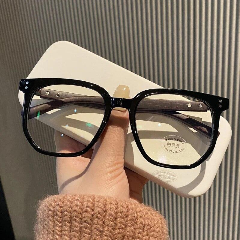 Fashion Wood Grain Anti-blue Light Reading Glasses Retro Large Frame Presbyopia Eyeglasses For Women Men Diopter 0 +1.0 To +4.0
