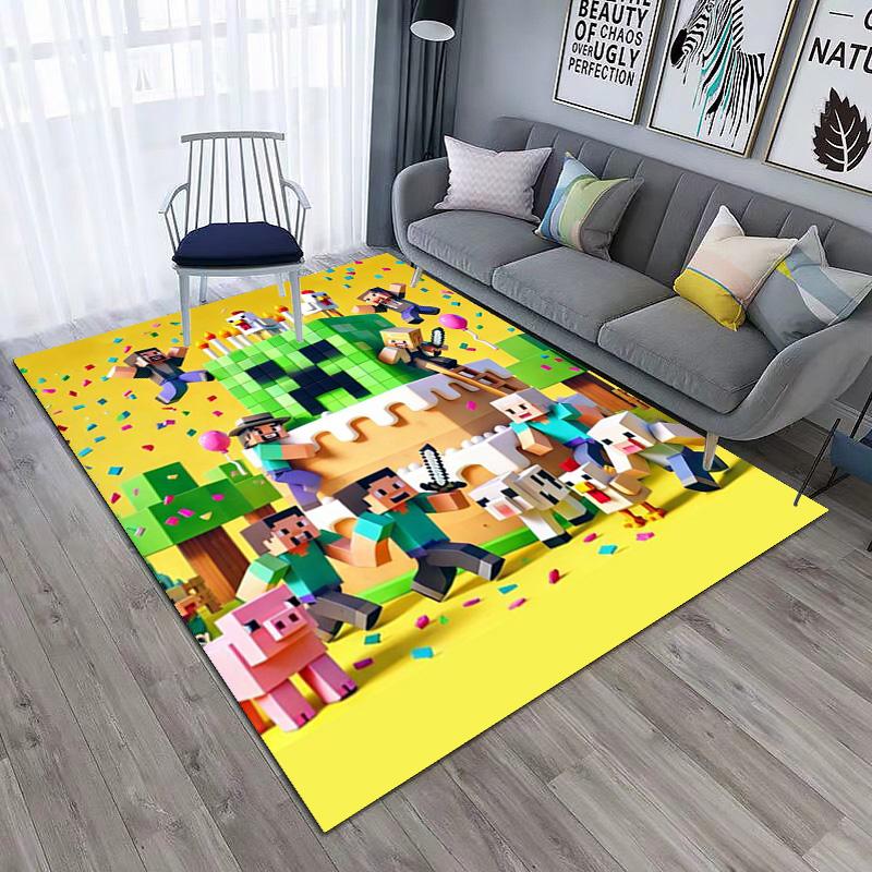 Classic Sandbox Xbox Game Minecraft Carpet Carpet Home Living Room Decoration Table and Chairs Anti Slip Door Mat Outdoor Picnic Mat Carpet A10