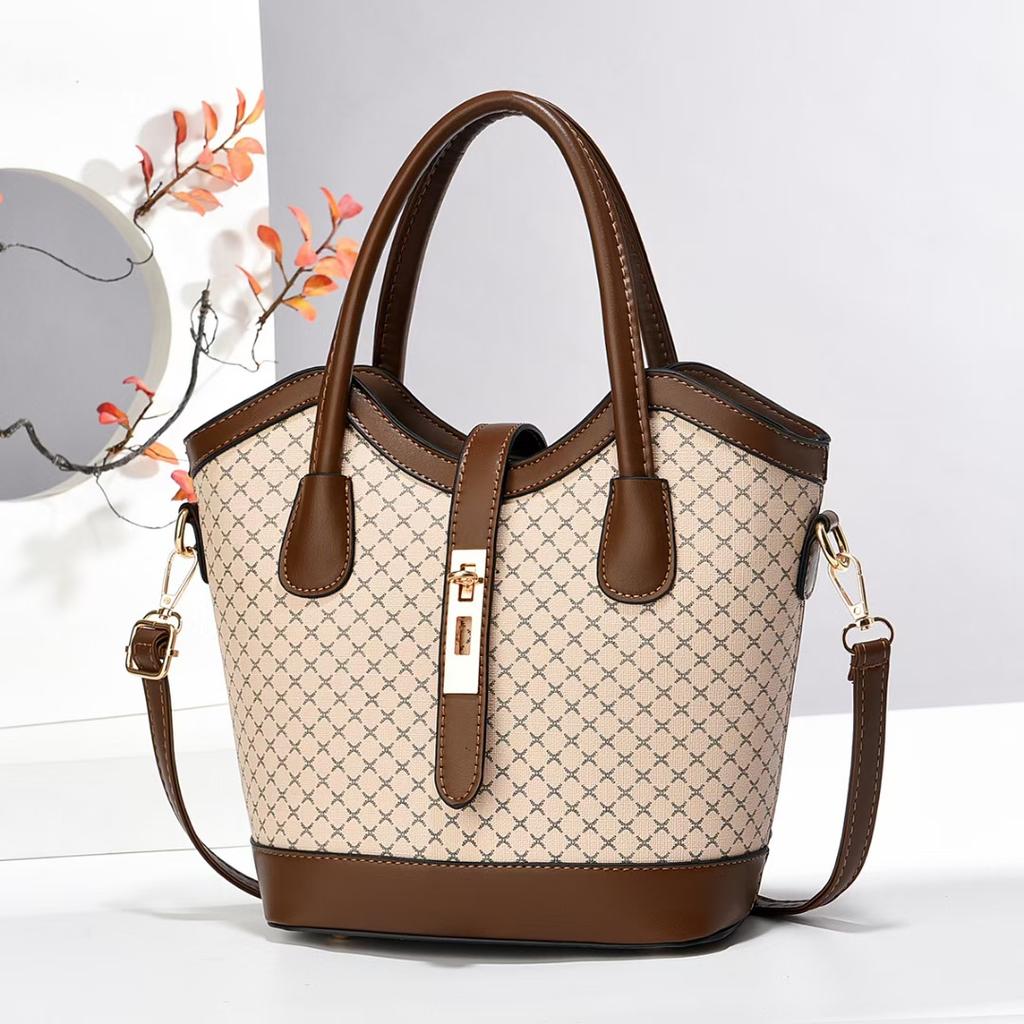 Autumn and Winter New Women's Printed Bucket Bag High-end Women's Handbag Large Capacity Crossbody Bag Lady Casual Shoulder Bag