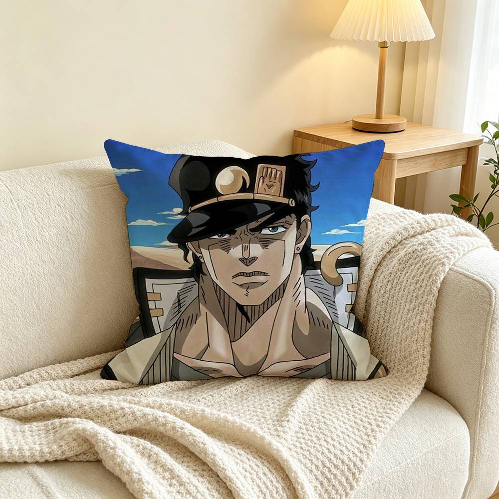 Anime J-JoJos Jotaro Kujo Pillow Case Square Double-Sided Sofa Cushion Cover Bedroom Bedside Pillow
