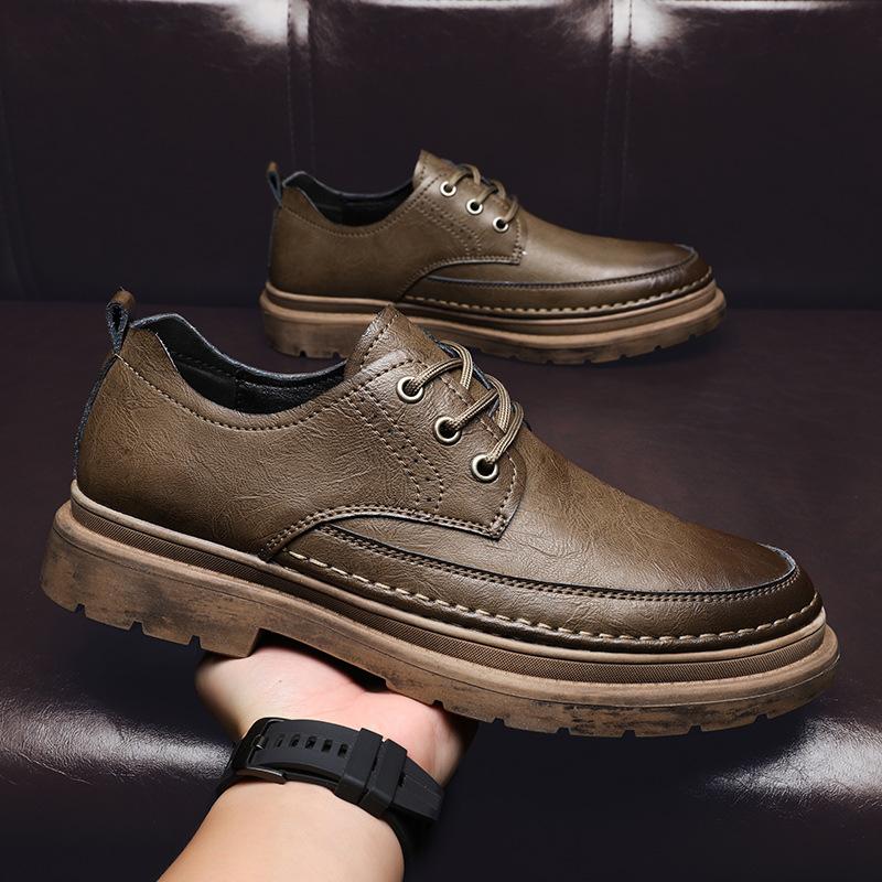 

2025 осень новые мужские туфли из маленькой кожи, натуральная кожа британский тренд повседневные мужские туфли модная универсальная обувь 44