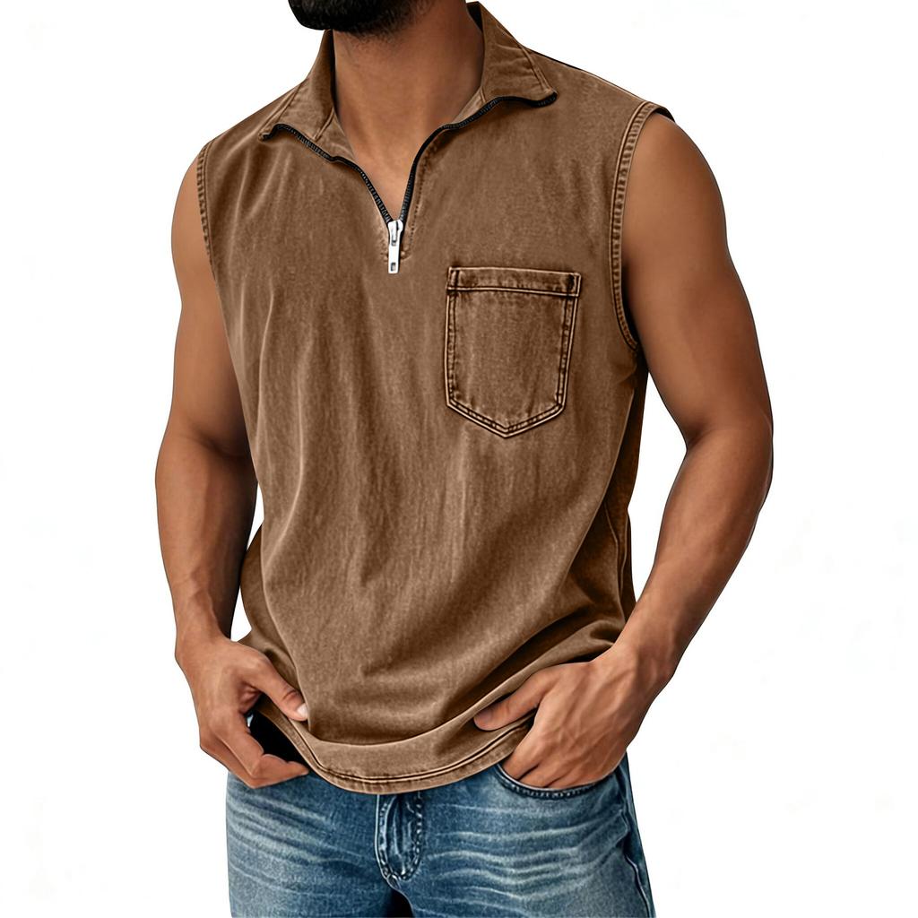 Heren Retro Vest met Halve Rits Heren Casual en Comfortabel Vest