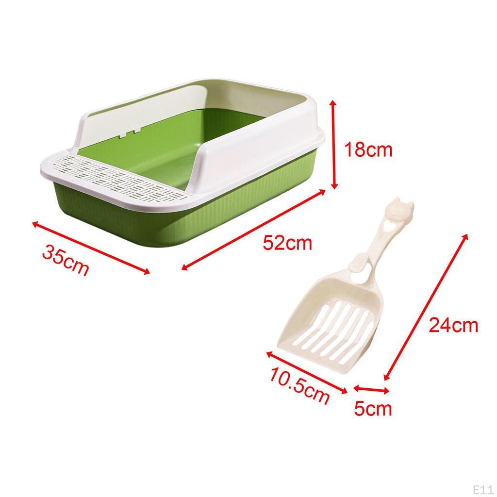 Cat Litter Box Kitten Pan Large Semi Enclosed Sandbox with High Side Durable Open Top Pet