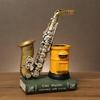 American-Style Saxophone & Violin Resin Pen Holder Desk Ornament for Office and Home Decor