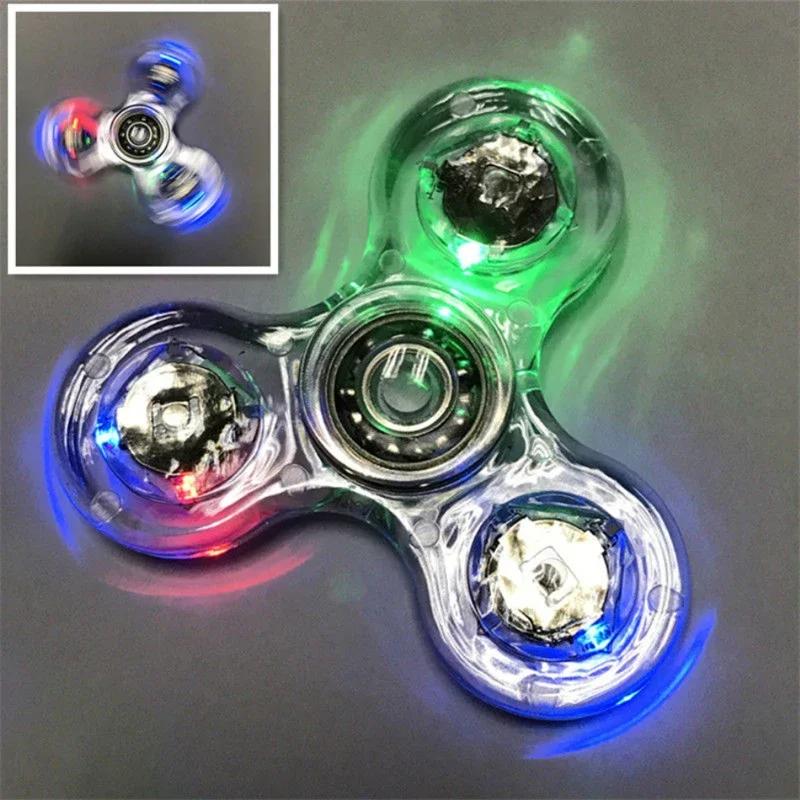 Stress Relief Toys Luminous LED light Fidget Spinner Hand Top Spinners Glow in Dark Light EDC Figet Spiner Finger