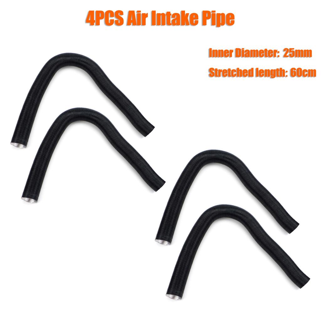 4PCS 25mm Diameter 60cm Stretched Length Air Diesel Parking Heater Duct Pipe Tube Hose Line Black For Car Truck Caravan Camper