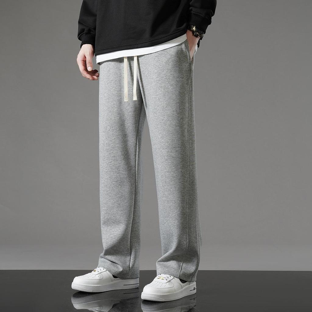 Spring Autumn Men Slim Sports Casual Pants Sweatpants Sportswear Drawstring Wide Leg Straight Track Pants Cotton Casual Loose Trousers