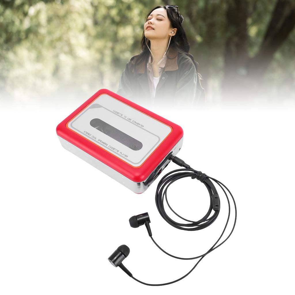Cassette Tape Player USB Portable Cassette To MP3 Digital Converter with Built In Speaker and 3.5mm Headphone  