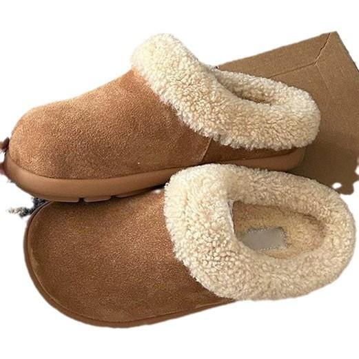 Mao Mao Shoes Women's Warm Wool Snow Boots Women's Shoes Bag Head Small Potato Lazy One Pedal 2025 Thick-soled Slippers