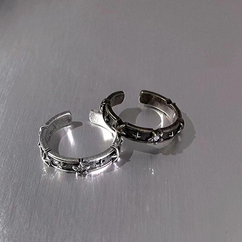 Y2K Retro Ring Open for Men Women Old Style Ring Hip Hop Punk Geometry Couple Ring Declaration Party Jewelry Gifts