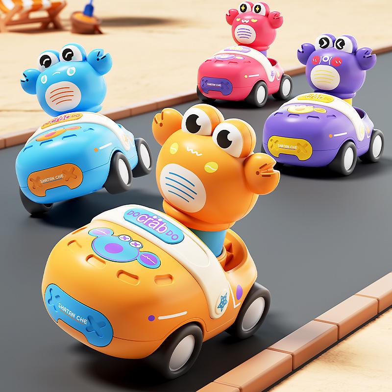 In-Stock Inertial Cartoon Train Push Toy with Whistle - Drop-Resistant, Parent-Child Interactive Car for Kids