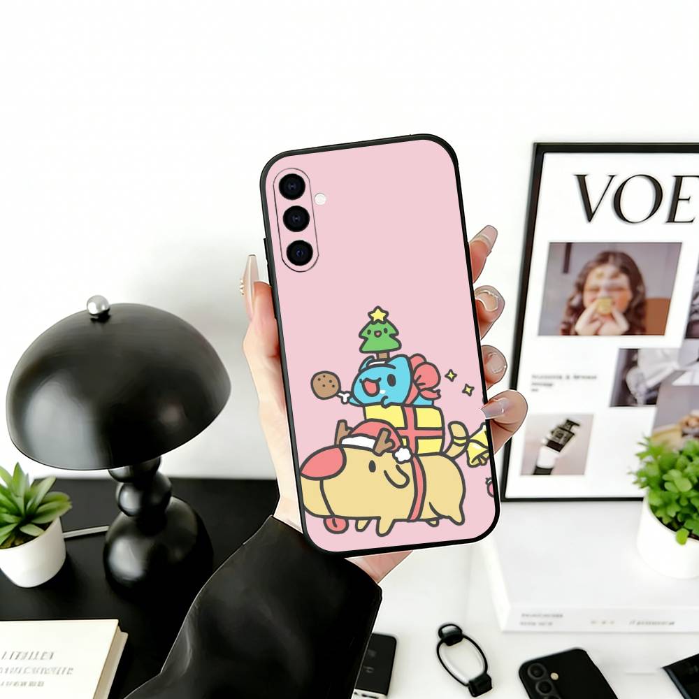 C-Capoo Kawaii B-Bugcat Phone Case Black Silicone Soft For Samsung Galaxy A73,A72,A71,A70,A53,A52,A51 Samsung a32 5g