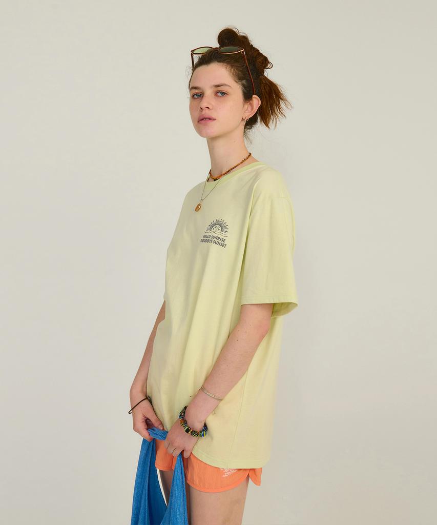 HELLO SUNRISE 90S Logo Tee_Pale Green