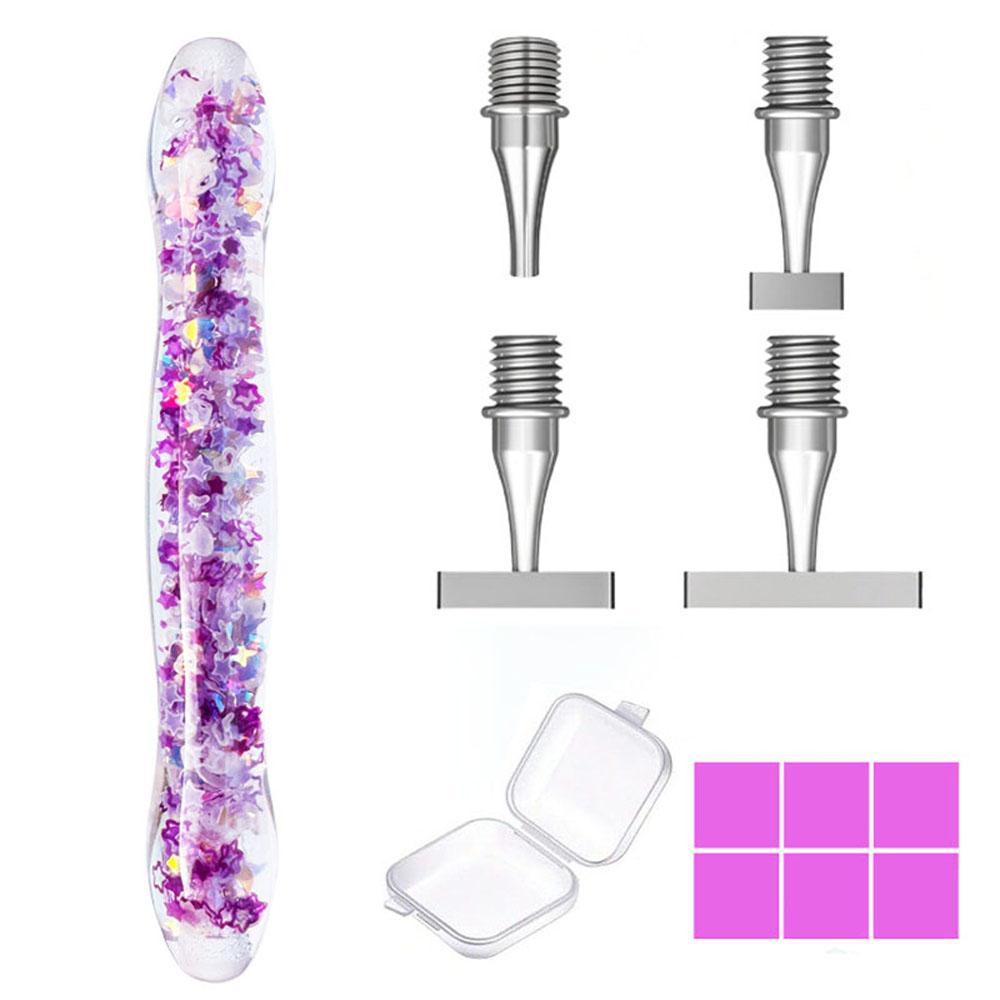 Ergonomic Diamond Painting Art Dot Drill Pen Kit With 4pcs Slim Thread Stainless Steels Metal Pen Heads Roller Tool Accessories