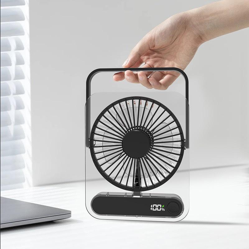 

Ultra-Thin Desktop Fan with Digital Display - Portable Handheld Fan for Home, Office, Dorm, or Bedside 4-inch Digital Display 1800mAh прозрачный/розовый