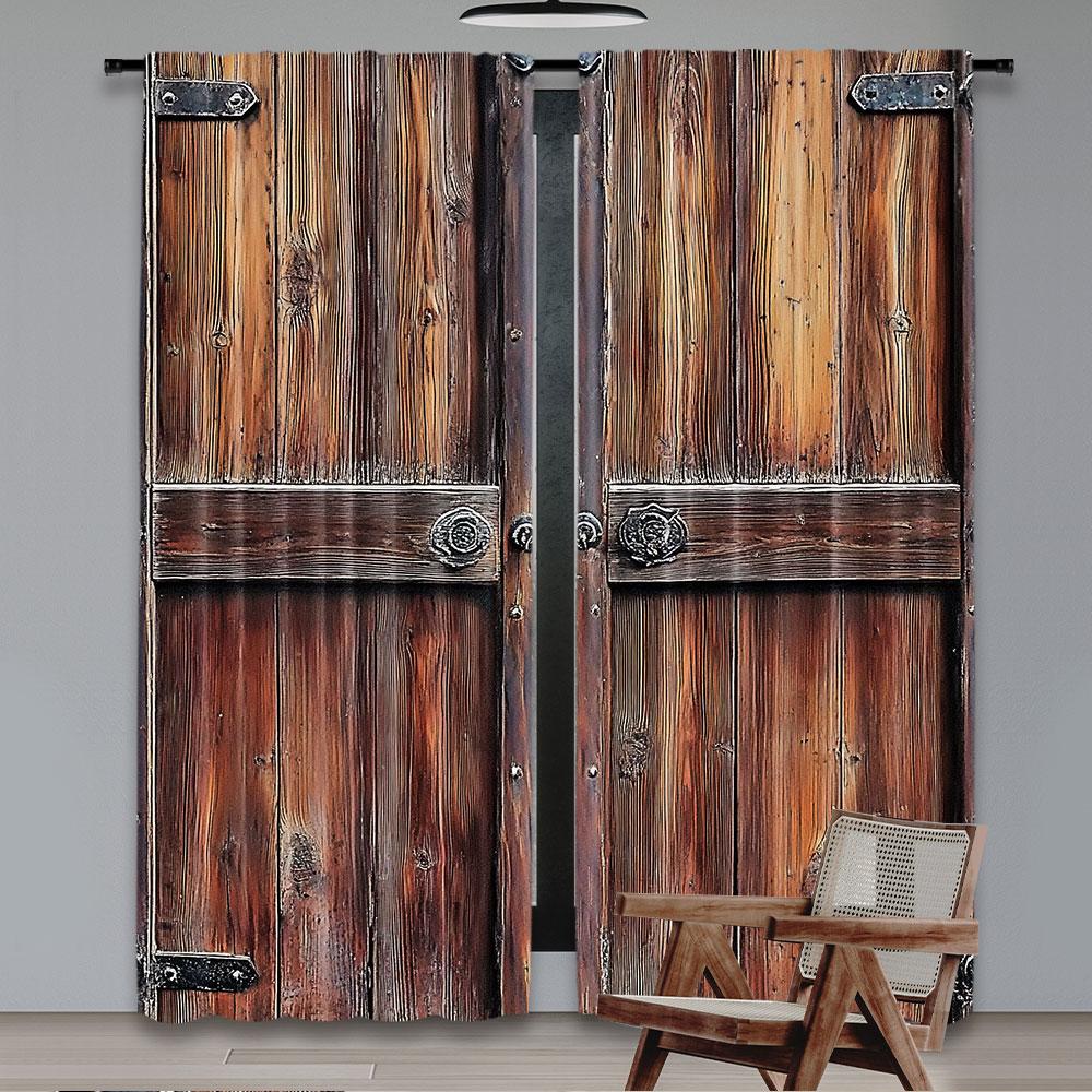 Bauernhaus Rustikale Scheunentüren Vorhänge Vintage Hütte Landhaus Geeignet Schlafzimmer Wohnzimmer Esszimmer Badezimmer Set von 2 Hergestellt Polyester Dekor