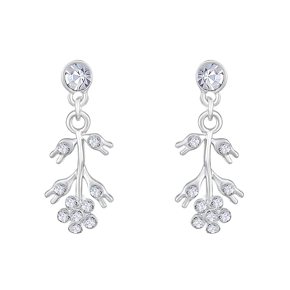 American Diamond Style Silver Plated Necklace with Earrings Jewellery Set for Women – Perfect for Party, Wedding, and Engagement