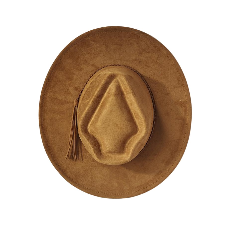 Retro Arrow Top Vegan Suede Hat 9Cm Wide Brim Fedora Hat For Women Men Bohemian Style Panama Hat Rancher Hat