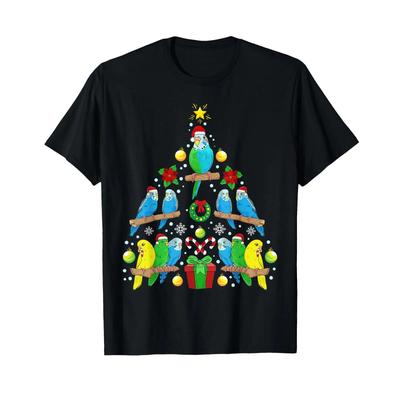 Budgie Christmas Tree Bird T Shirt Vintage Unisex Slightly Soft Fashion Comfortable Breathable Versatile Stylish Homme