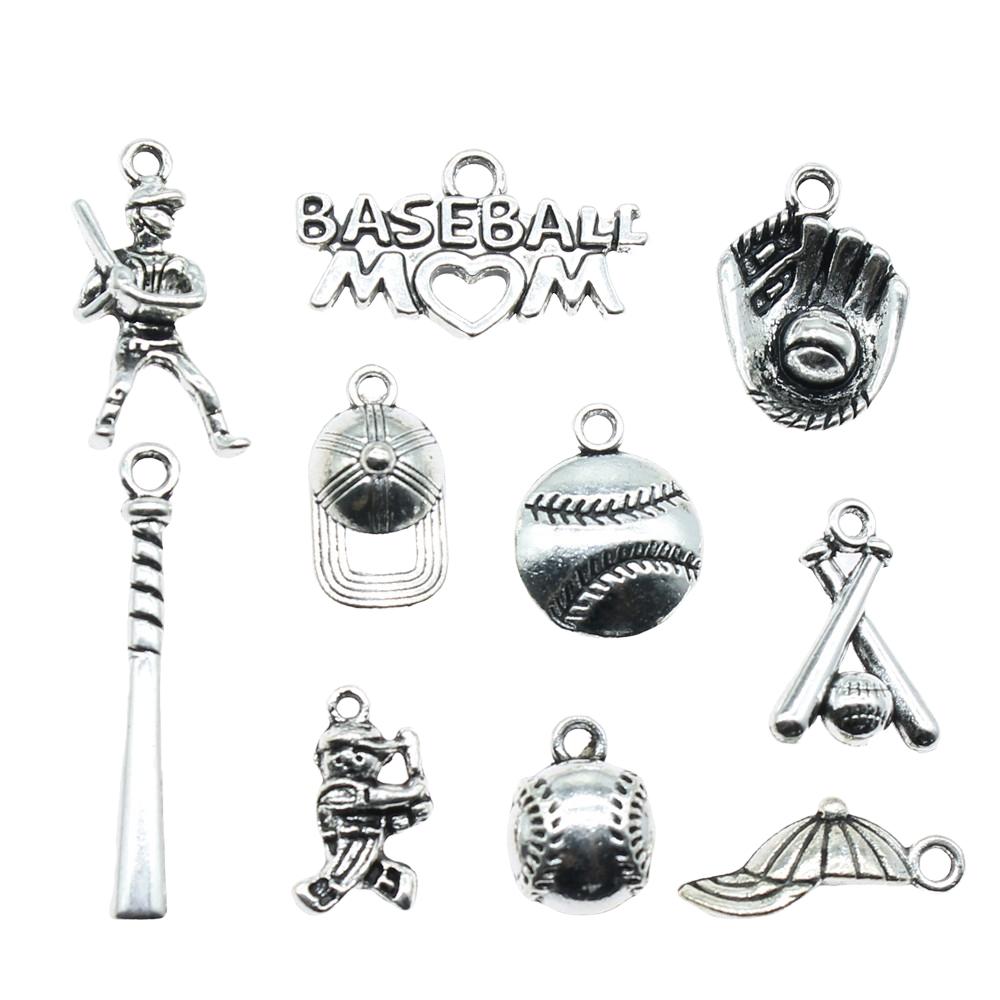20pcs Baseball Charms Baseball Hat Pendants Jewelry Making Baseball Charms Antique Silver Color Sport Jewelry