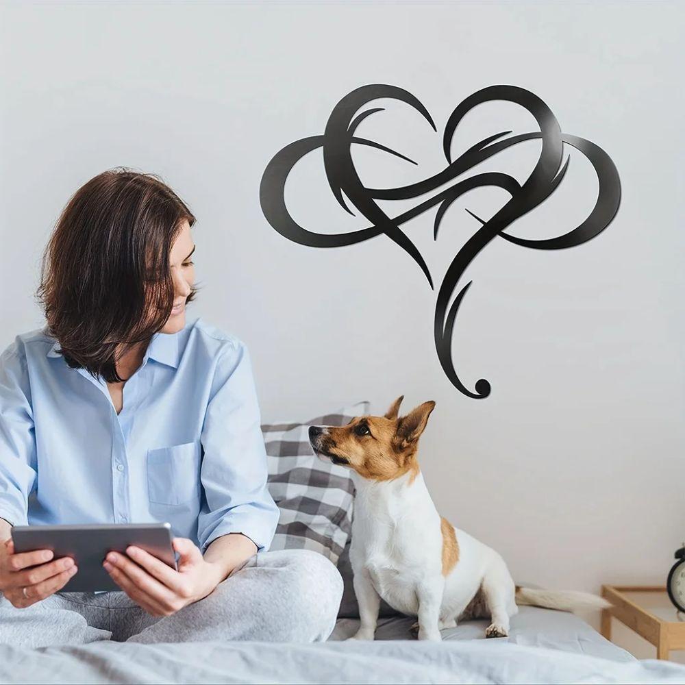 Black Iron Heart Wall Art Love Sign Plaque Infinity Heart Decor Wall Ornament