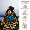 Green Gold Brazilian Style Football Player Print Flannel Throw Blanket, Soft Warm Cozy Bed Sofa Cover for Sports Fan