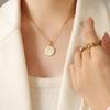 Personalized White Mother-of-Pearl Pendant Necklace, 18K Gold Titanium Steel Clavicle Chain for Women