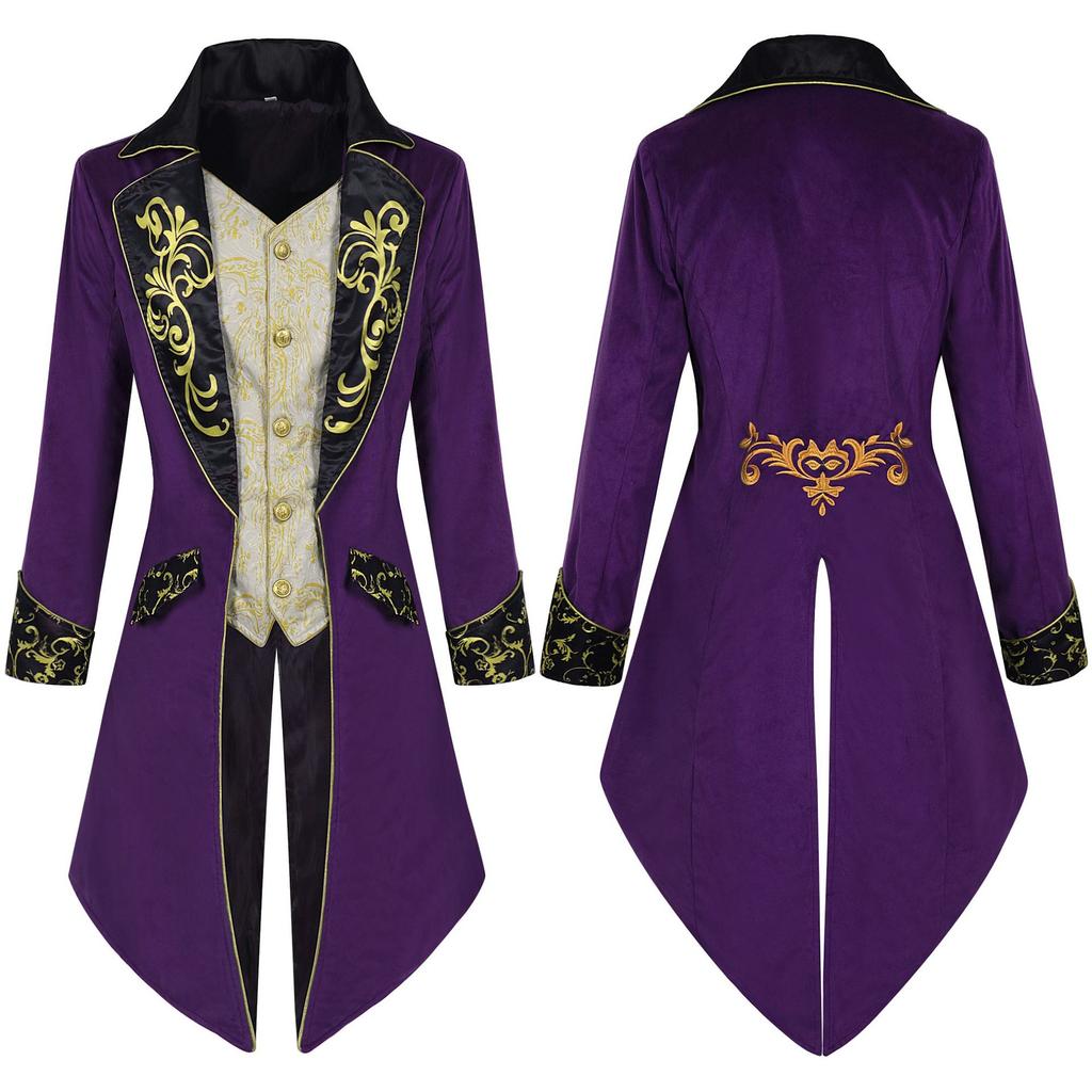Men's Steampunk Coat Tuxedo Medieval Costume Gothic Victorian Frocker Uniform Party Retro Casual Halloween Tailcoat Jackets