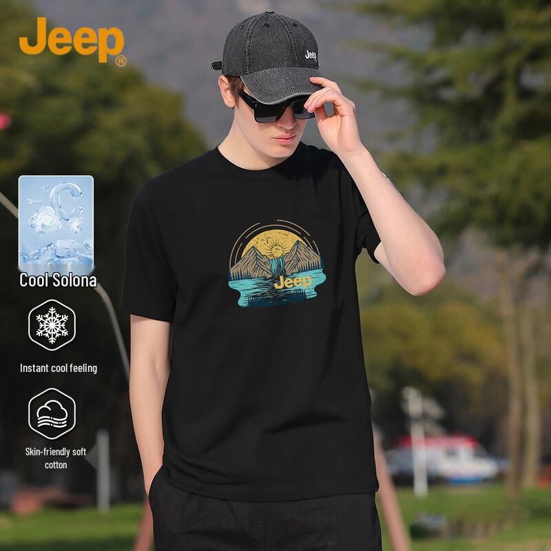 JEEP Men s Heavyweight Drop Shoulder Short Sleeve T-Shirt L