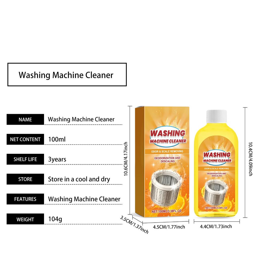 Čistič praček; Odstraňování vodního kamene z pračky; Domácí čisticí prostředky; Silné odvápnění, sterilizace, dezinfekce a odstranění zápachu, 100 ml,