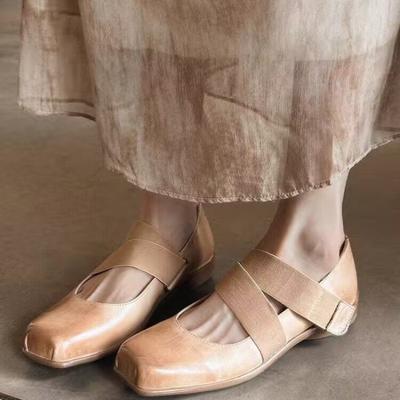 Modne Wygodne Modne Pojedyncze Buty Damskie Antypoślizgowa Podeszwa z Byczej Ścięgna Kwadratowy Nosek Niski Obcas Duże Rozmiary Butów
