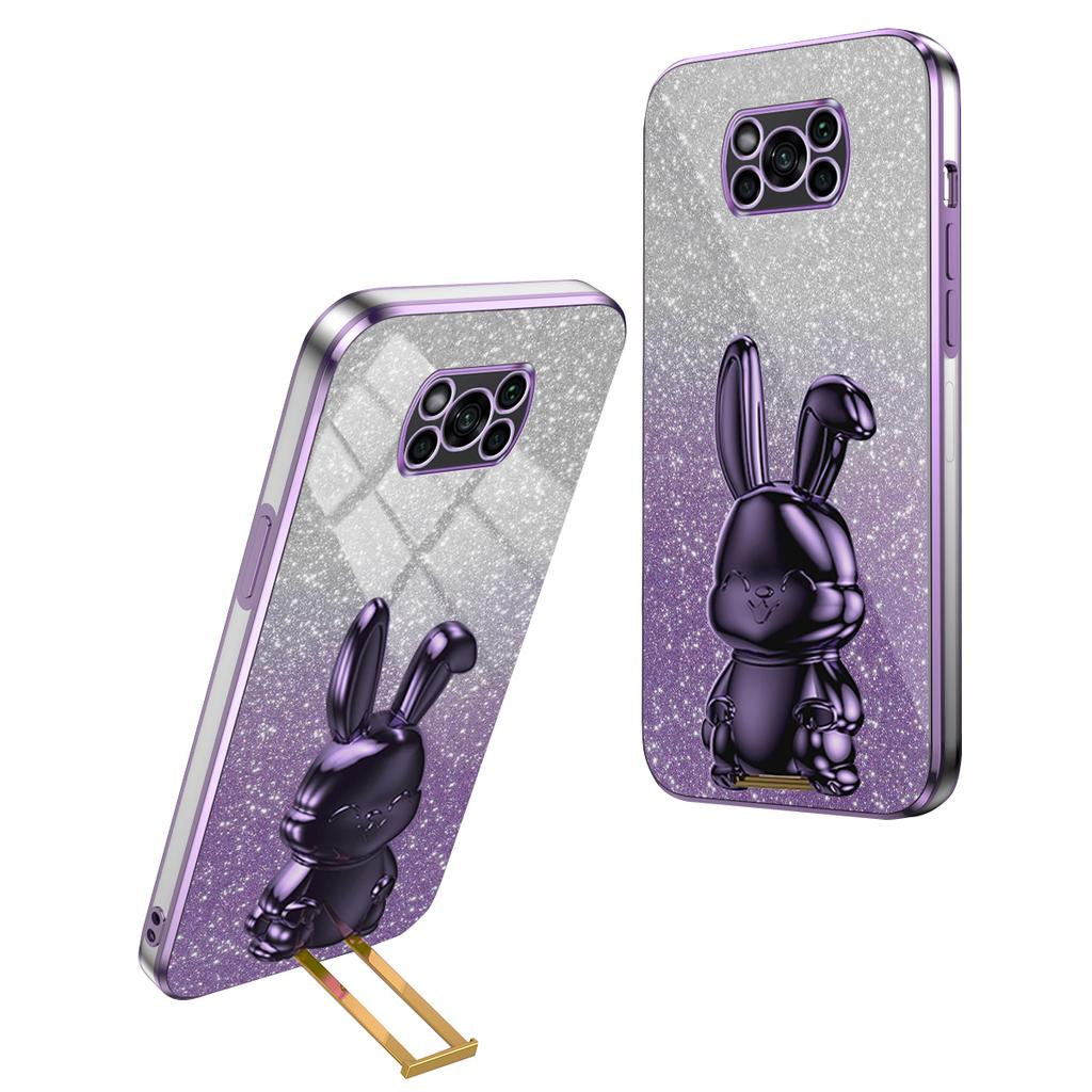 Pro Xiaomi Poco X3/Poco X3 NFC Elektroplatingový kryt na mobilní telefon Výsuvný stojánek PC+TPU Kryt