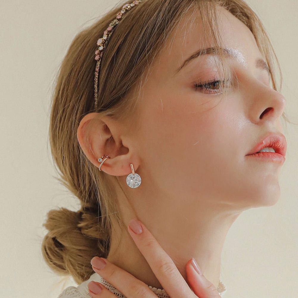 Jlauren Twisted Rose Gold and Silver Cubic Zirconia Ear Cuff P0382