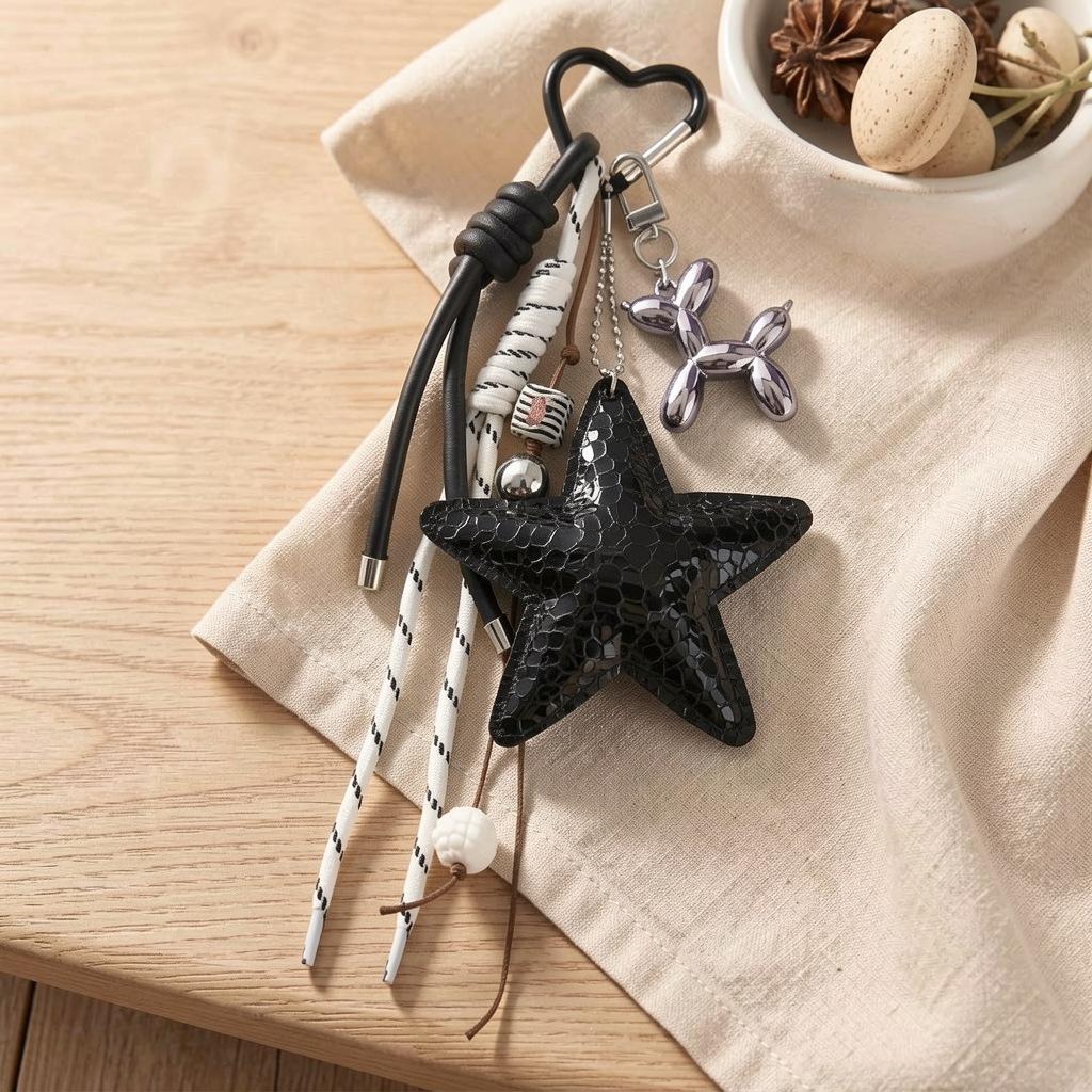 Lady's Fashion Five-Pointed Star Bag Pendant Car Dopamine Matching Hand Gift Hanging Rope Accessories Bag Charm