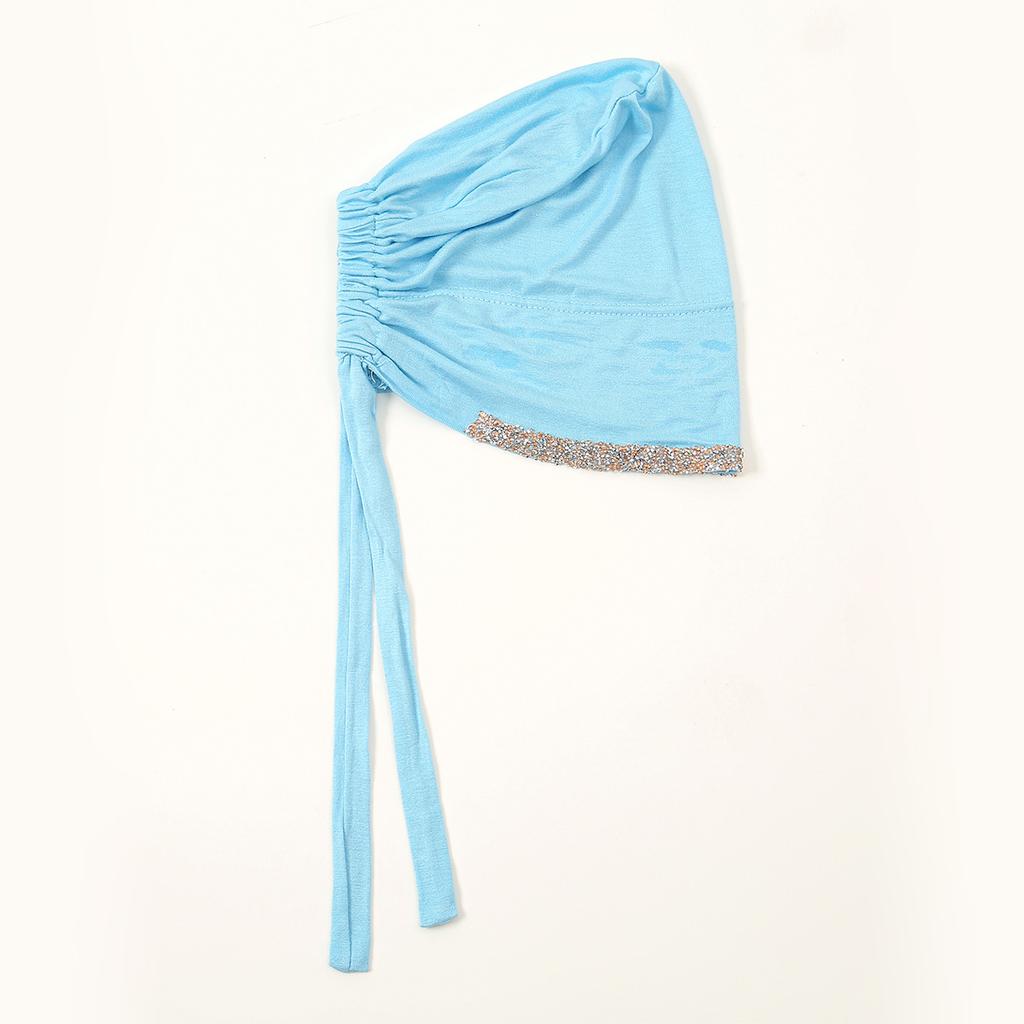 Shiny Rhinestone Hijab Muslim Inner Hijab Elastic Women Plain Solid Color Turban Undercaps Premium Soft Jersey Hijab Headband
