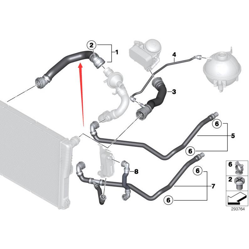 BMW X3/X4 F25 N20 Lower Radiator Water Pipe - 17127639213