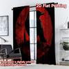 2D FLAT PRINTING 2pcs Curtains (Without Rod) Halloween Raven On Red Modern Curtains&Drapes Versatile 100% Polyester Curtains