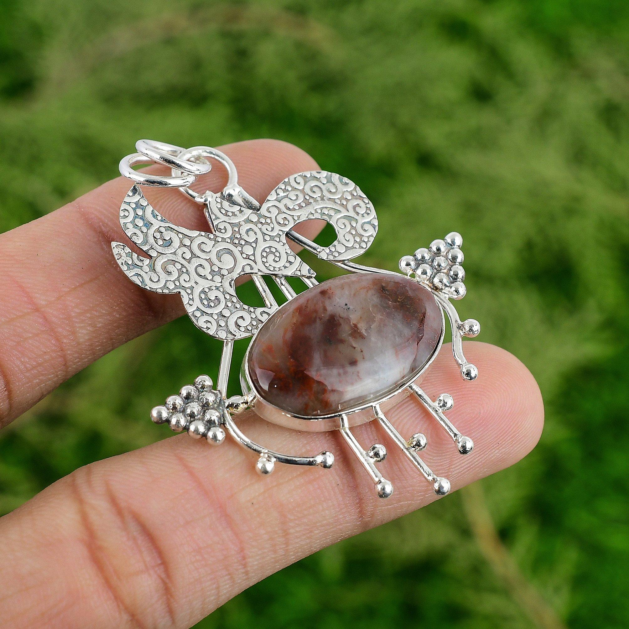 

Daughters Day Deal Sterling Silver Oval Natural Crazy Lace Agate Pendant Jewelry