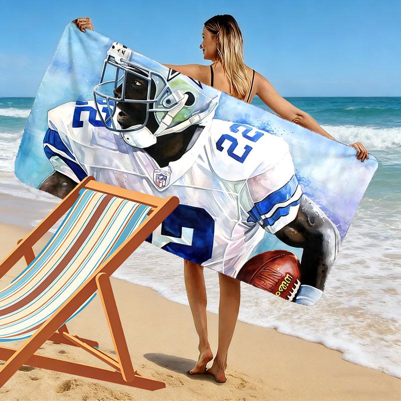 Emmitt Smith Print Beach Towel, Large Soft Quick Dry Towel for Beach Camping Swimming