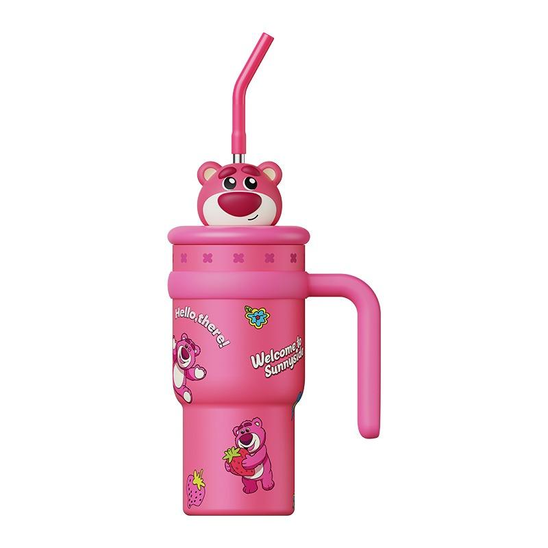 Disney Cartoon Thermos Cup 700ML Stainless Steel Keep Cold and Hot Stitch Lotso Coffee Cup with Straw Portable Car Water Cups