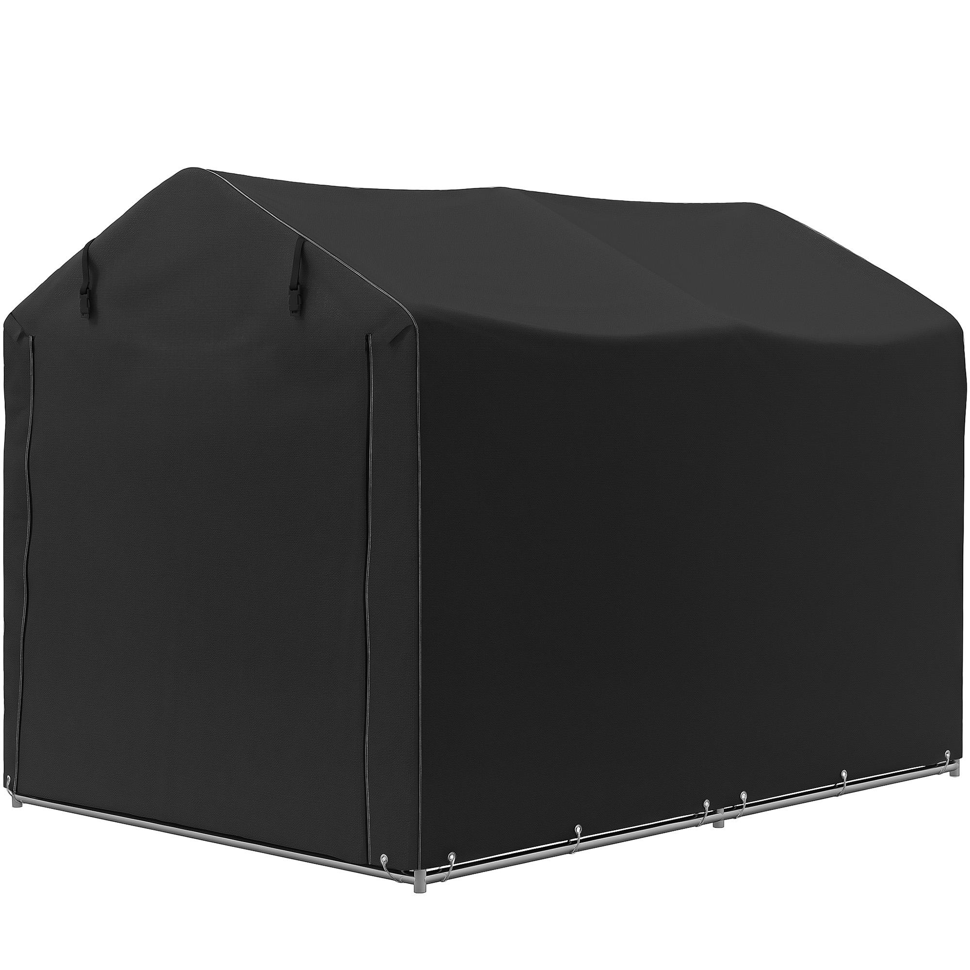 Tente de Rangement de Jardin 2,2 X 1,6 M Imperméable Anti-UV Tente à Vélo Avec Porte Zippée Enroulable Abri de Rangement Extérieur Galvanisé Carport Pour Vélo Moto