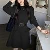 New French Style Petite Knit Dress for Women, Long Sleeve Loose Knit Base Dress for Fall Winter