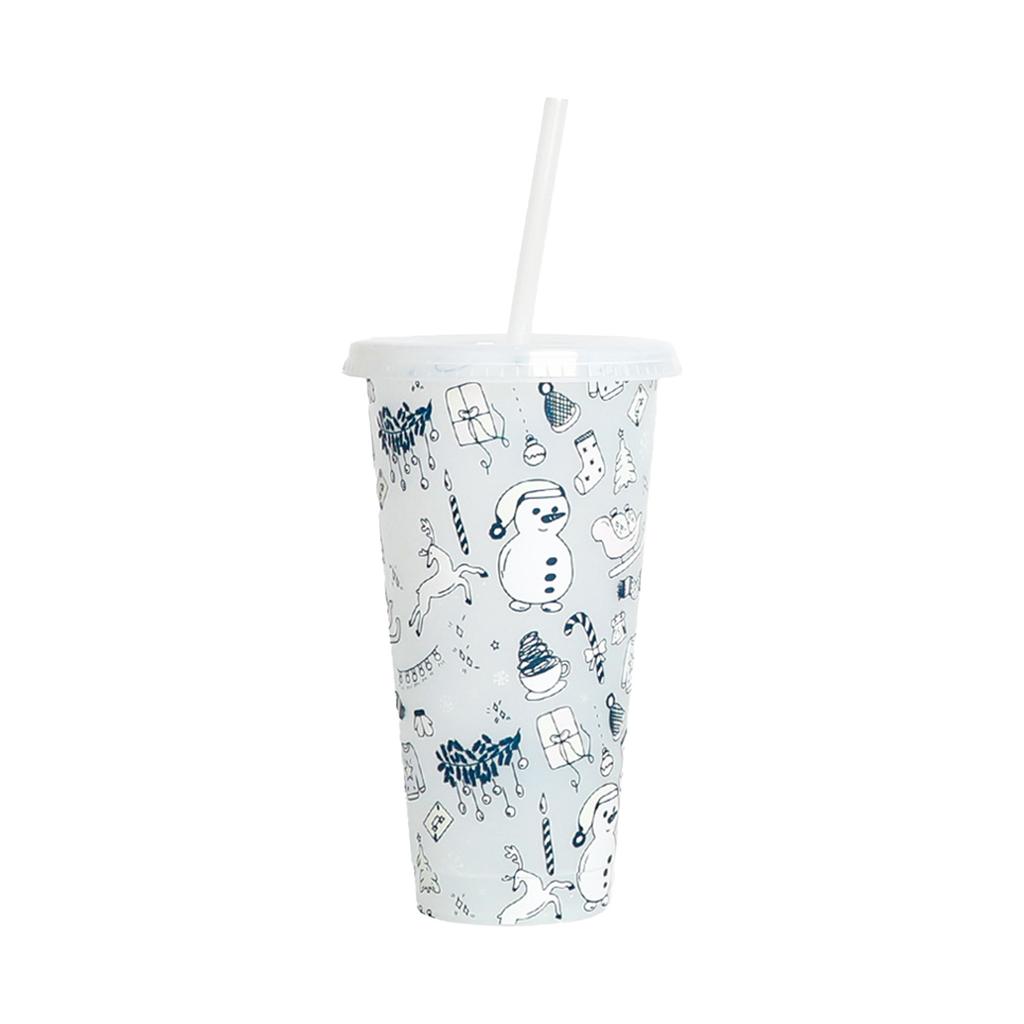 Magical Color Changing Christmas Tumbler Cup With Lid And Straw