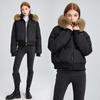 Big fur collar hooded short cotton clothes women's autumn and winter new thickened warm cotton clothes waist design jacket