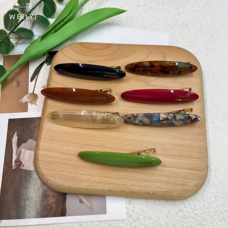 French Retro Oval Acetate Hair Clip - Water Drop Shape Bangs Accessory