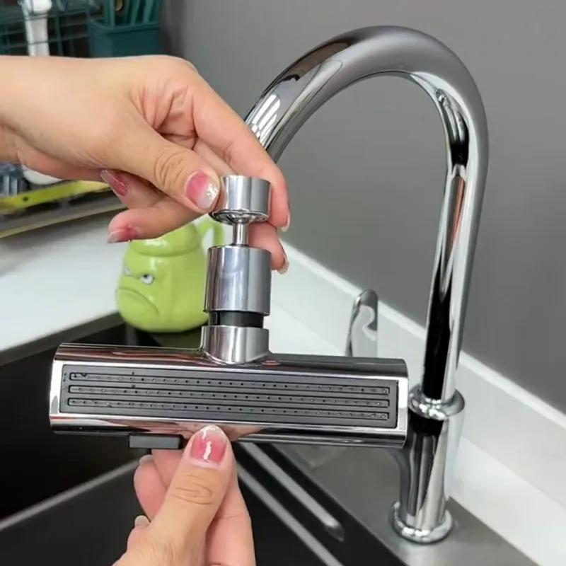 Universal Rotating Nozzle 3-speed Waterfall Water Outlet Multi-function Faucet Extender Splash-proof Kitchen Artifact